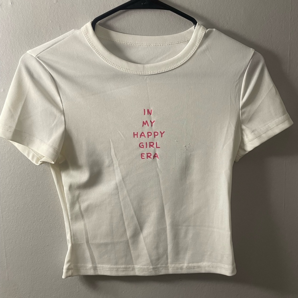 White Graphic Tee - 'In My Happy Girl Era'